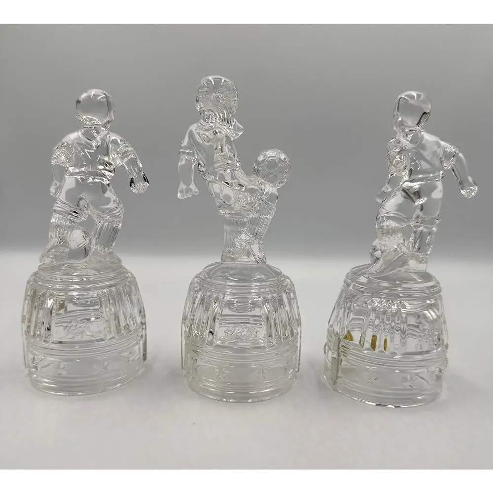 Princess House Crystal Figurines Moment of Pride Soccer Players 3pc Set